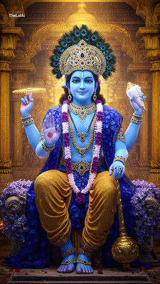 swaroopa 16.5 inch Shri Vishnu Bhagwan sticker Self Adhesive Sticker(Pack of 1)