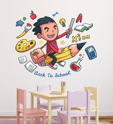 DECORSCART 70 cm Back To School | Non - Reuseable Sticker Self Adhesive Sticker(Pack of 1)