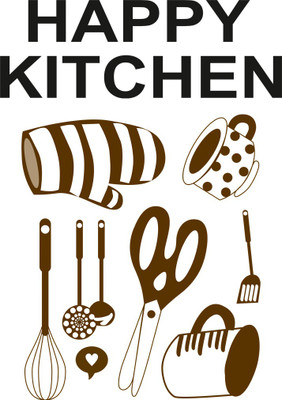 god & god's 27 cm Happy Kitchen Self Adhesive Sticker(Pack of 1)