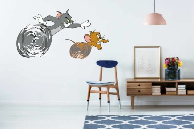 Varadvinayak 60 cm Tom & Jerry Cartoon Home & Wall Art Sticker (Size:-30cm X 60Cm) Self Adhesive Sticker(Pack of 1)