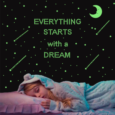 DreamKraft 25 cm Cute sleepy moon with lots of different sizes stars Self Adhesive Sticker(Pack of 1)