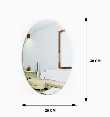 Graceful Gatherings 20 cm 2mm_thik_mirror stickers Home|Bathroom|Office Mirror Sticker (Oval) Self Adhesive Sticker(Pack of 1)