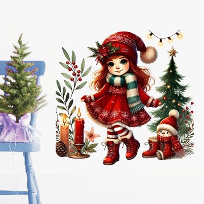 Hetshree Decor 45 cm Fairy with Christmas Tree Decoration Wall Sticker & Decal for Home Self Adhesive Sticker(Pack of 1)