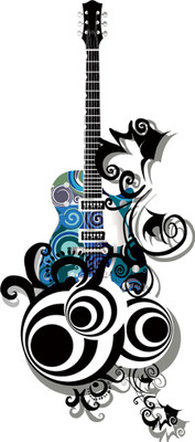 god & god's 27 cm Beautiful GUITAR Self Adhesive Sticker(Pack of 1)