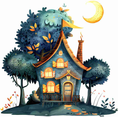 SkyOlla 60 cm Tree House Wall Sticker – Self Adhesive Vinyl Décor for Kids’ Room Self Adhesive Sticker(Pack of 1)