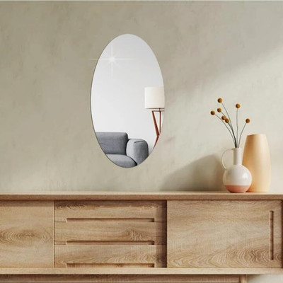 Prashanti Enterprise 20 cm 30x20cm Oval Shape Wall Sticker Mirror Medium oval Self Adhesive Sticker Self Adhesive Sticker(Pack of 1)