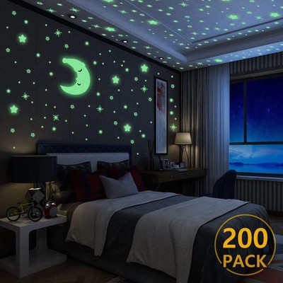 NAGINA'S 1 inch GLOW IN THE DARK RADIUM STAR Glow in the Dark Sticker(Pack of 6)