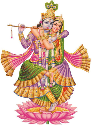 Decor Villa 58 cm Radha Krishna Removable Sticker(Pack of 1)