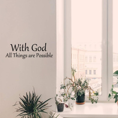 SnappyVinyl 29 cm with God All Things are Possible Christian Self Adhesive Sticker(Pack of 1)
