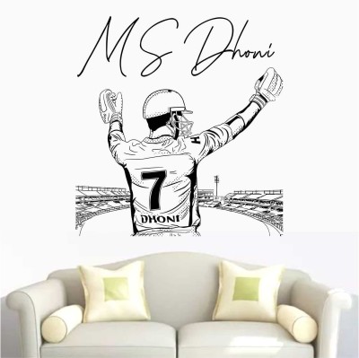 Wall Admire 55 cm MS Dhoni Cricket Wall Stickers & Murals Size - 55x58cm Self Adhesive Sticker(Pack of 1)