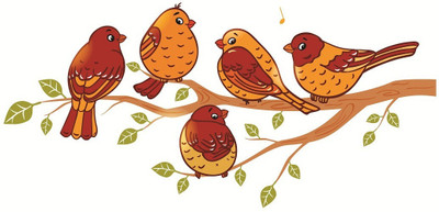WALLARSH 57 cm Tree with birds Self Adhesive Sticker(Pack of 1)