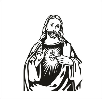 Vijaya enterprises 24 inch Jesus Christ catholic Wall Sticker|Sacred Heart for Home Size 24x31 inch Self Adhesive Sticker(Pack of 1)