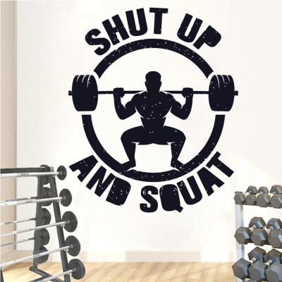 Xskin 68 cm Shut Up and Squat Fitness, Decorative Wall Sticker Wall Decoration Self Adhesive Sticker(Pack of 1)