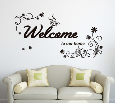 WALLSTICK 100 cm Welcome To Our Home Removable Sticker(Pack of 1)