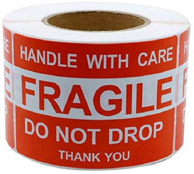 BlackDreams 5 cm 2x3 Do Not Drop Thank You Fragile Stickers Label 300 Per Roll - Pack of 1 Self Adhesive Sticker(Pack of 1)