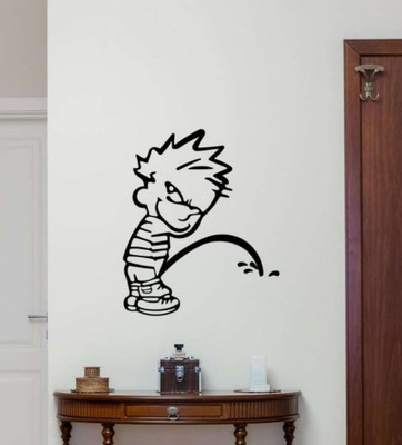 SnappyVinyl 65 cm Boy Peeing Decal Vinyl Wall Self Adhesive Sticker(Pack of 1)