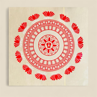 Sgsramganj 11 cm Rangoli Sticker with Charan Paduka Decorative Floor Sticker for Diwali Double-sided Sticker(Pack of 3)