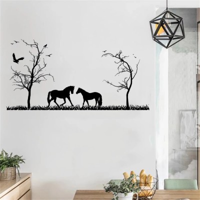 Xskin 83 cm Horses Trees And Grass Forest, Wall Stickers Home Decor Waterproof Wall Decals Self Adhesive Sticker(Pack of 105)