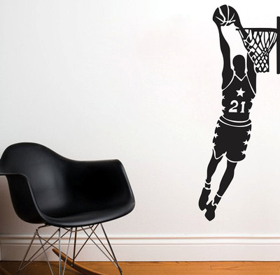Wallme 100 cm Basketball Player | Non-Reusable Sticker Self Adhesive Sticker(Pack of 1)