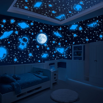 Kesar Desgins 30 cm galaxy night glowing Star Glow in the Dark Sticker(Pack of 6)