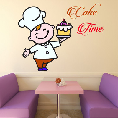 Wallme 60 cm Cake Time | Non-Reusable Sticker Self Adhesive Sticker(Pack of 1)