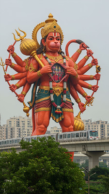 swaroopa 16.5 inch Hanuman Ji sticker Self Adhesive Sticker(Pack of 1)