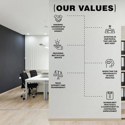 SnappyVinyl 56 cm Our Values Core Wall Sticker ensuring Self Adhesive Sticker(Pack of 1)