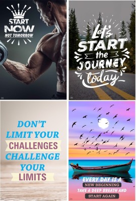 ZEN TREK 45 cm Motivation_Sticker_Set Of Four 49,50,51,52 Self Adhesive Sticker(Pack of 1)