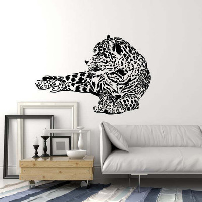 SnappyVinyl 27 cm Leopard Big Cat Predator Self Adhesive Sticker(Pack of 1)