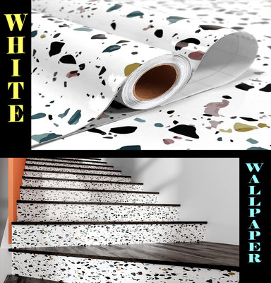 SOJITRA EXPORT Vinyl Abstract White Wallpaper(L x W: 200 cm x 60 cm)