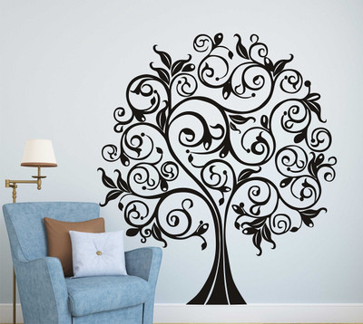 Wallme 80 cm Tree | Non-Reusable Stickers Self Adhesive Sticker(Pack of 1)