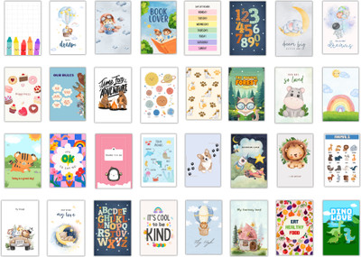 ekdali 6 inch Paper Aesthetic Small Posters Set Of 32 Posters 4 X 6 Inch - 350 Gsm Reusable Sticker(Pack of 1)
