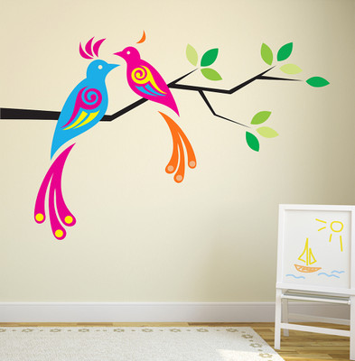 fuzzy 100 cm Birds Self Adhesive Sticker(Pack of 1)