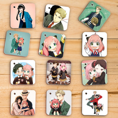 Spy X Family Anime Flash 1mm Thick Cards with Snap Key Ring (Set of 12 Cards 24 Photos Front Back) Glossy Laminated Paper Print(2.5 inch X 2 inch)