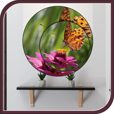Decoar Nirmal 16 inch Butterfly pink flower decorative wall sticker size (16x16 inch ) Self Adhesive Sticker(Pack of 1)