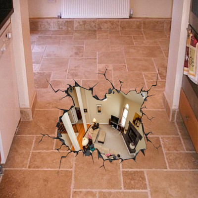 Décor vibe 50 cm 3D Art Floor Wall Sticker for Living Room (92 Cm X 50 Cm ) Self Adhesive Sticker(Pack of 1)