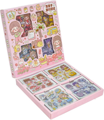 veeva 18 cm Decorative Cartoon Theme Kawaii Stickers 100 sheet Removable Sticker(Pack of 1)