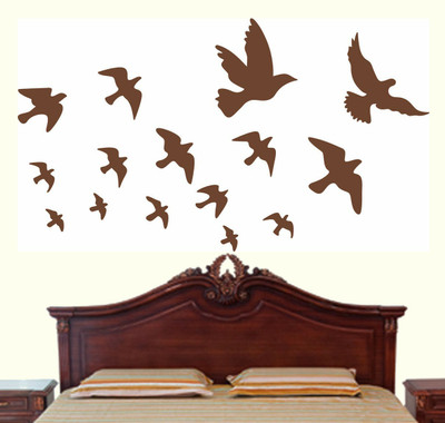 walkart 2.54 cm brown birds flying design Removable Sticker(Pack of 1)