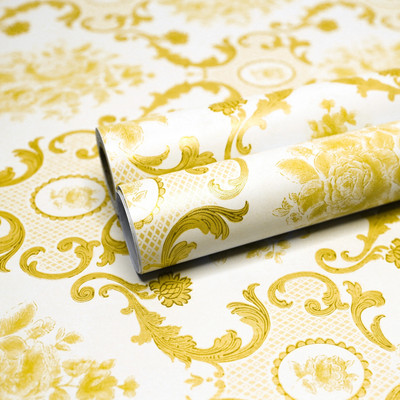 Wolpep 600 cm Golden Flower Self Adhesive Sticker(Pack of 1)