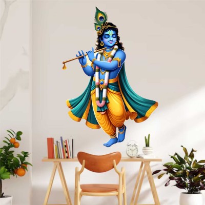 Wall Admire 55 cm Bal Krishna with Flute Wall Stickers & Murals Size - 55x83cm Self Adhesive Sticker(Pack of 1)