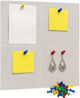 SIRTERIQ 30 cm 4 Pcs Cream Felt Bulletin Notice Board (30 X 30 CM) Self-Adhesive Wall Boards Self Adhesive Sticker(Pack of 4)