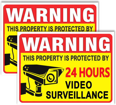 ShubhFly 31 cm This Property Is Protected CCTV Sign Sticker Safety & Warning Waterproof Removable Sticker(Pack of 2)
