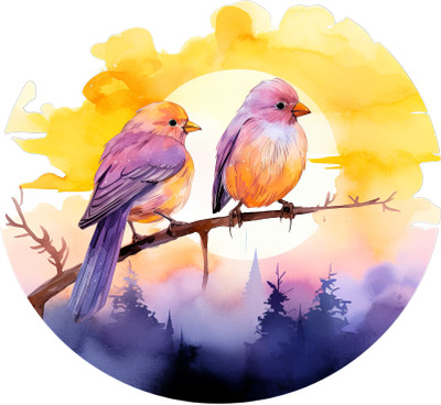 Obita 18 inch Canaries Birds Decorative Wall Sticker for Living Room, Office ED_WS_16343 Self Adhesive Sticker(Pack of 1)