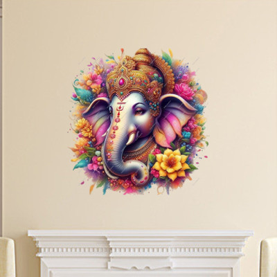 Riditcreation 38 cm Lord Ganesha Self Adhesive Sticker(Pack of 1)