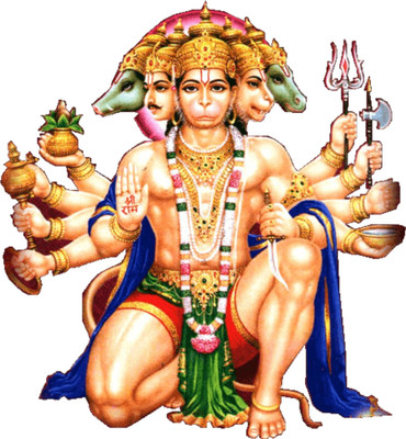 Saiii Designs 30 cm panchmukhi hanuman Self Adhesive Sticker(Pack of 1)
