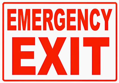 Printlive 25 cm Red Emergency Exit Sign Self Adhesive Sticker(Pack of 1)