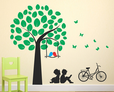 MIIKOR 120 cm Tree | Non-Reusable Stickers Self Adhesive Sticker(Pack of 1)