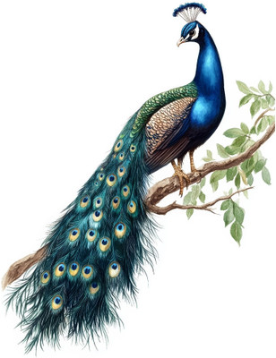 CreativeEdge 61 cm Decorative Bbeautiful Peacock Wall Sticker Self Adhesive Sticker(Pack of 1)
