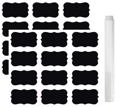 SVULINT 24 pcs Chalk Board Black Board Style Jar Stickers Self Adhesive label sticker Paper Label(Black)