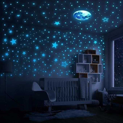 Khusbu Traders 21 cm Glow in the Dark Stars Wall, 180 Stickers Glow in the Dark Sticker(Pack of 1)